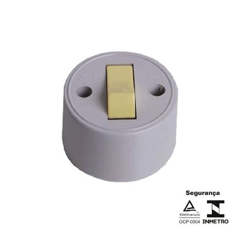 Interruptor Externo de Sobrepor Redondo 6A 250V Cinza 1755 - Ilumi