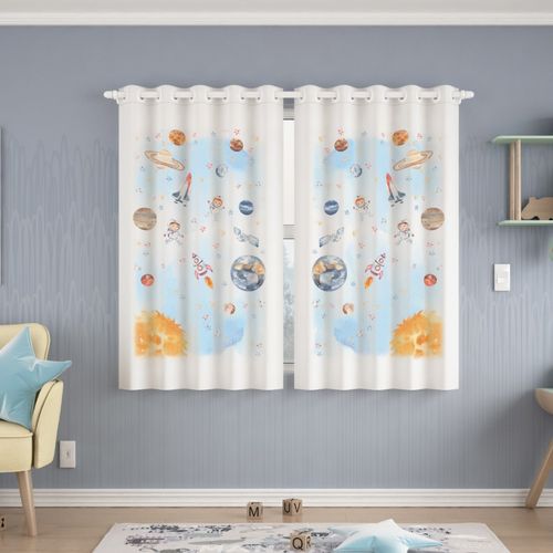 Cortina Infantil Voil Corta Luz 1,8x2m Galáxia - Adomes