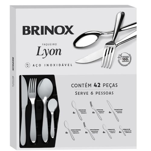 Conjunto Faqueiro 42 Peças Lyon Aço - Brinox