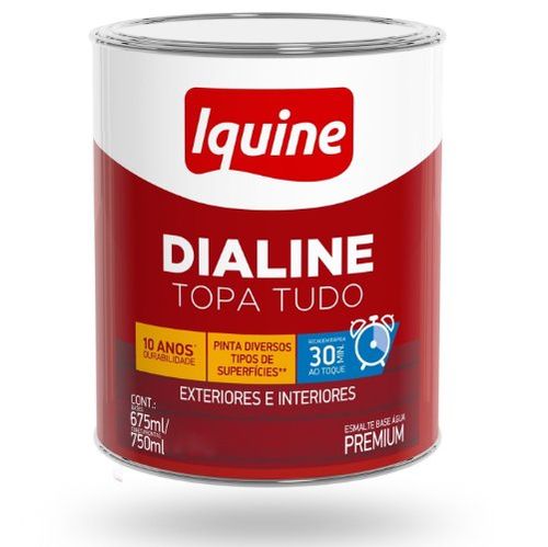 Tinta Esmalte Dialine Base Água Topa Tudo Branco Neve Acetinado 750ml - Iquine