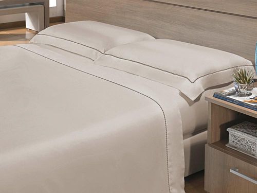 Jogo De Cama Neo 300 Fios Bordado Elements Queen Bege - Camesa