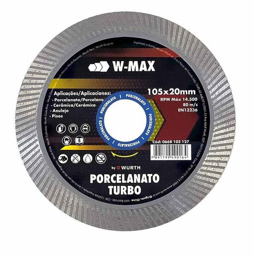 Disco Diamantado W-Max 105x20mm Turbo Porcelanato - Wurth