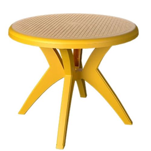 Mesa Redonda Deluxe Pé X em Polipropileno Amarela - Forte Plástico.