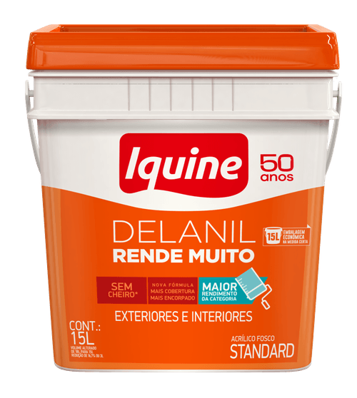 Tinta Acrílica Delanil Rende Muito Fosco Rondon Cinza 15L Balde - Iquine