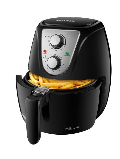 Fritadeira Air Fryer Pratic 3,6L Preto/Inox 1500W 127V AF-36-BI - Mondial
