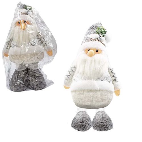 Papai Noel Em Pé Plush Decorativo 45x19x11cm Expansível Prata - CimToys