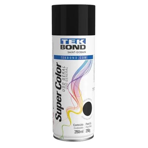 Tinta Spray Uso Geral 350ml/250g Preto Fosco - Tekbond