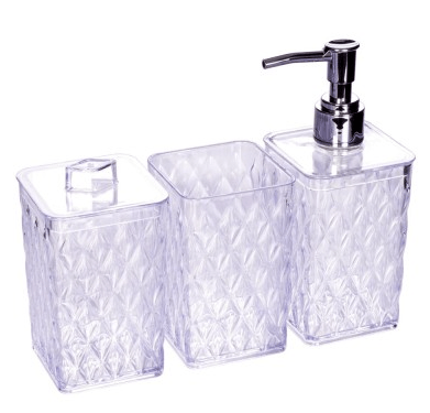 Kit Utensílios Cristal Banho 4 Peças Glamour - Plasutil