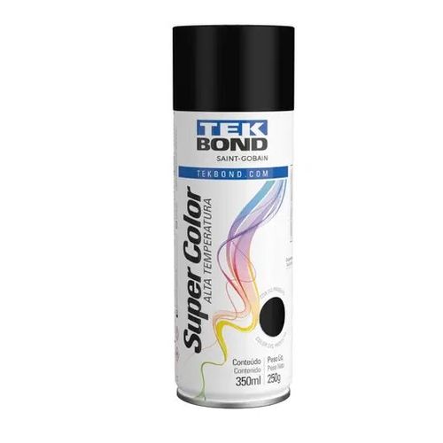 Tinta Spray Alta Temperatura 350ml/250g Preto Fosco - Tekbond